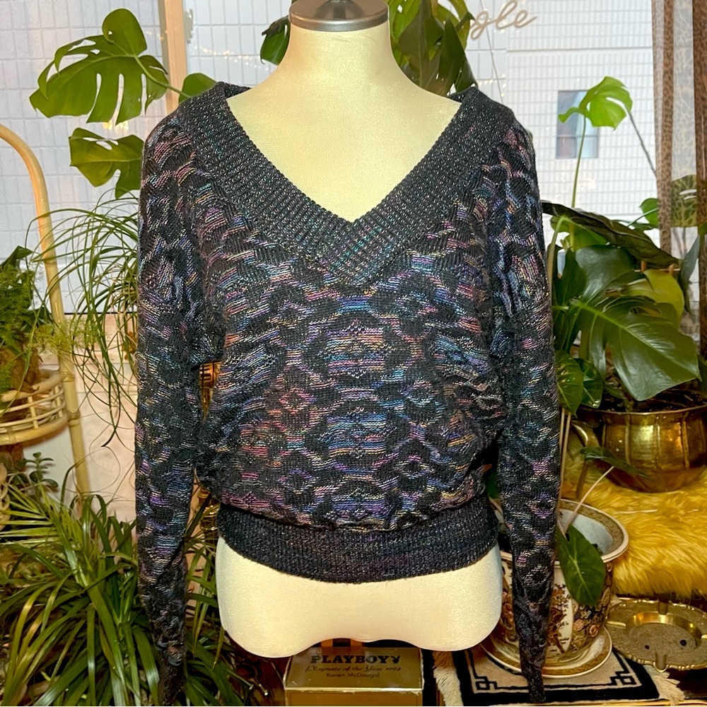 Vintage Nino Foreiro rainbow & black knit sweater